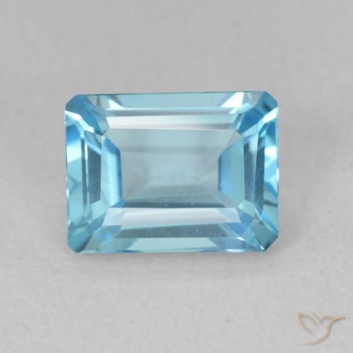 1.91ct 天然 スイスブルー トパーズ, エメラルドカット, VVS
