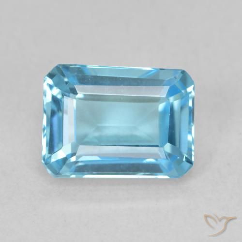 2.09ct 天然 スイスブルー トパーズ, エメラルドカット, VVS