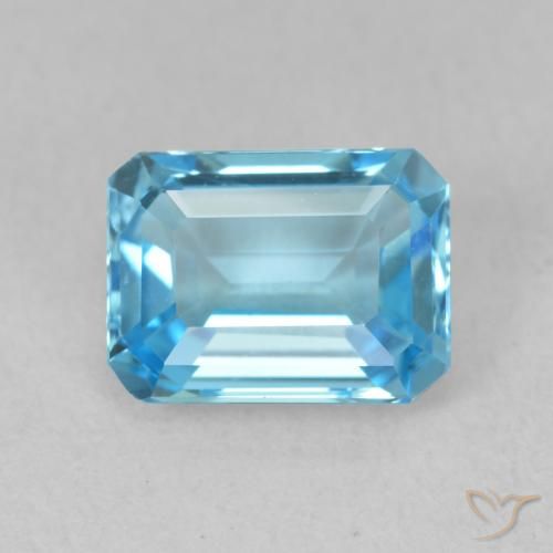 2.05ct 天然 スイスブルー トパーズ, エメラルドカット, VVS