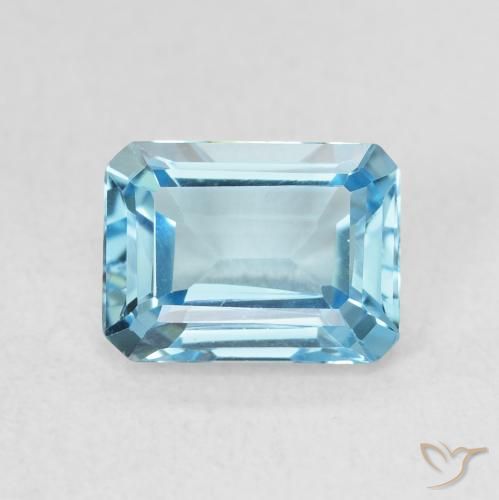 1.93ct 天然 スイスブルー トパーズ, エメラルドカット, VVS