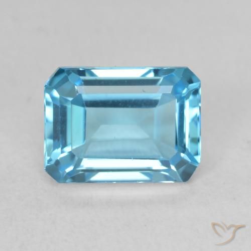 2.18ct 天然 スイスブルー トパーズ, エメラルドカット, VVS