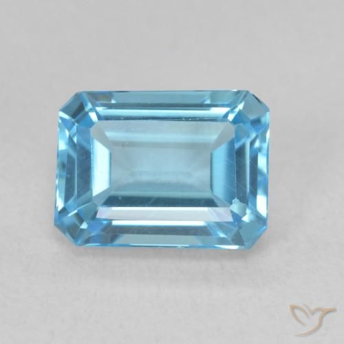 2.09ct 天然 スイスブルー トパーズ, エメラルドカット, VVS