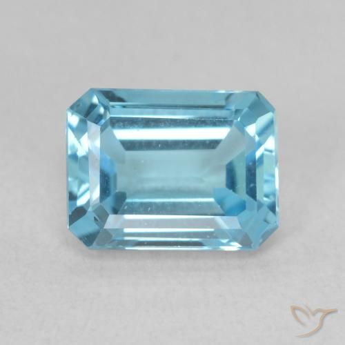 1.96ct 天然 スイスブルー トパーズ, エメラルドカット, VVS