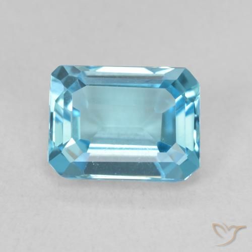 1.96ct 天然 スイスブルー トパーズ, エメラルドカット, VVS