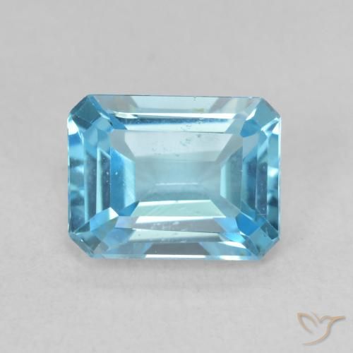 1.89ct 天然 スイスブルー トパーズ, エメラルドカット, VVS