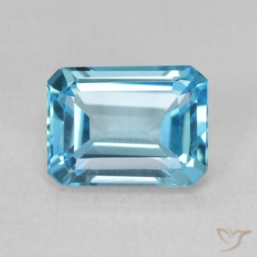 1.99ct 天然 スイスブルー トパーズ, エメラルドカット, VVS