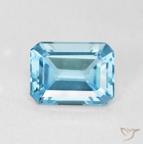 1.76ct 天然 スイスブルー トパーズ, エメラルドカット, VVS