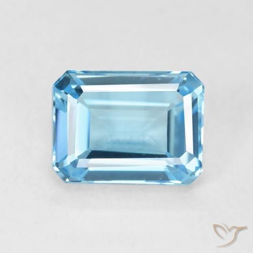 2.13ct 天然 スイスブルー トパーズ, エメラルドカット, VVS