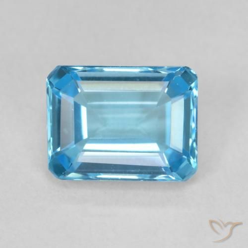 2.00ct 天然 スイスブルー トパーズ, エメラルドカット, VVS
