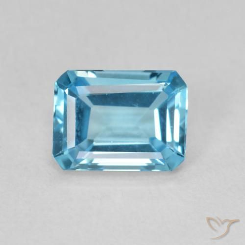 1.81ct 天然 スイスブルー トパーズ, エメラルドカット, VVS