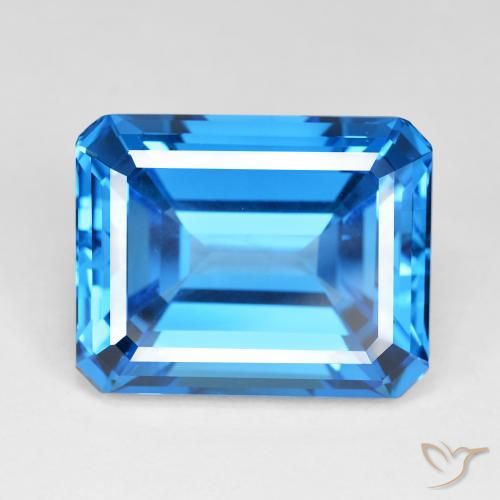 60.43ct 天然 濃いスイスブルー トパーズ, エメラルドカット, IF