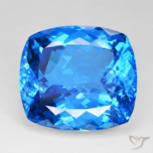 121.81ct 天然 スイスブルー トパーズ, クッション, IF