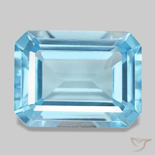 14.46ct ブルー トパーズ, エメラルドカット, VVS