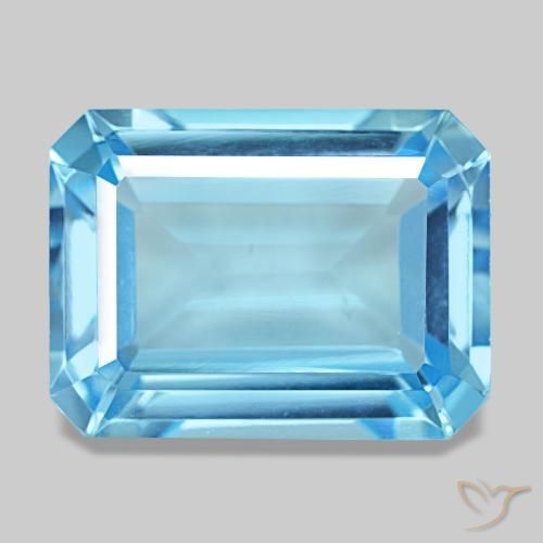 14.58カラットの天然スイスブルートパーズ（16.1×12 mm・エメラルドカット）