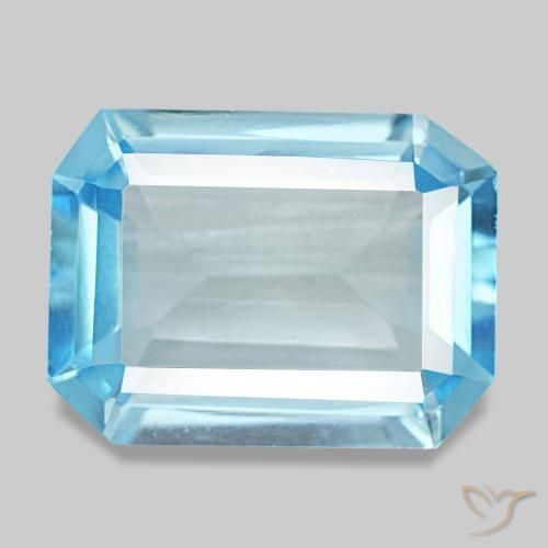 12.60ct ブルー トパーズ, エメラルドカット, VVS