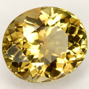 2.25カラットの天然緑がかったゴールドトルマリン（9×7.7 mm・オーバルカット）