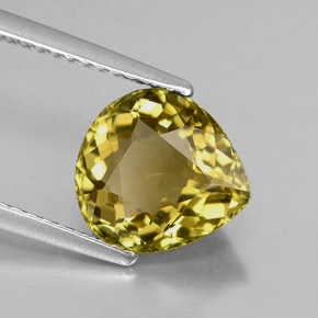 2.59カラットの天然緑がかったゴールドトルマリン（9.5×8.8 mm・洋梨の形）