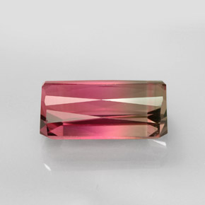 6.44カラットの天然バイカラートルマリン（14×7.4 mm・エメラルドカット）