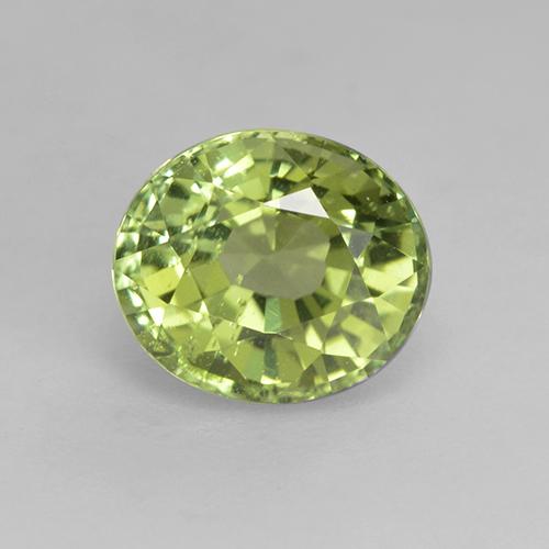 1.27カラットの天然Pear Green トルマリン（7×6 mm・オーバルカット）