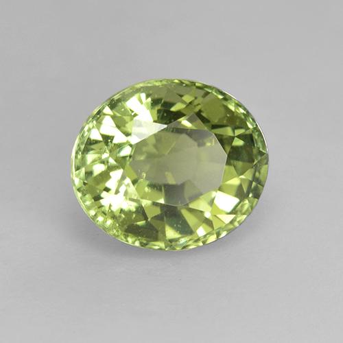 1.27カラットの天然Pear Green トルマリン（7×6 mm・オーバルカット）