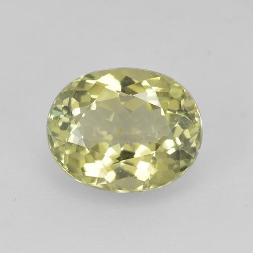 1.25カラットの天然Light Greenish Yellow トルマリン（7.6×6.1 mm・オーバルカット）