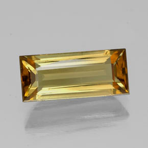 1.55カラットの天然ゴールデンイエロートルマリン（10.4×4.5 mm・バゲット）