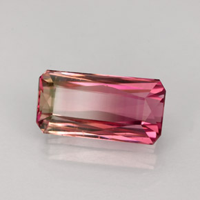 2.89カラットの天然バイカラートルマリン（11.1×5.6 mm・エメラルドカット）