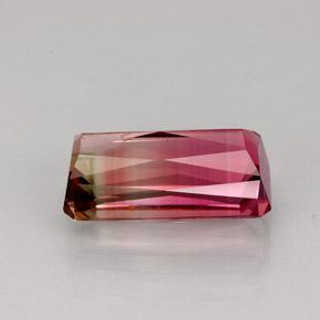 2.89カラットの天然バイカラートルマリン（11.1×5.6 mm・エメラルドカット）