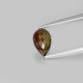 0.89カラットの天然緑がかったオレンジトルマリン（6.6×4.3 mm・ブリオレット）