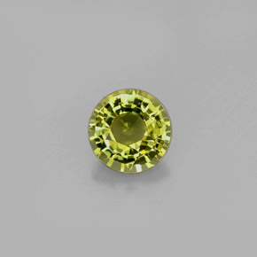 0.75カラットの天然黄色がかった緑トルマリン（5.74 mm・ラウンドカット）