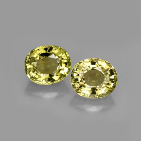 カラットの天然黄色がかった緑トルマリン（6.1×5.3 mm・オーバルカット）