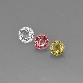 カラットの天然マルチカラートルマリン（5.18 mm・ラウンドカット）