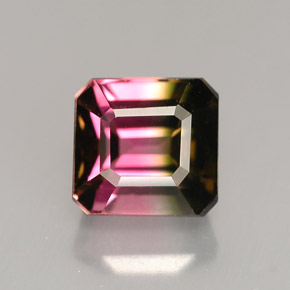 1.87カラットの天然ウォーターメロントルマリン（6.5×6.2 mm・エメラルドカット）