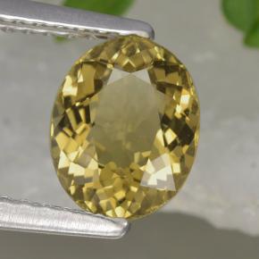 1.13カラットの天然薄いゴールドトルマリン（7.6×6.3 mm・オーバルカット）