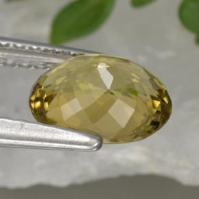 1.13カラットの天然薄いゴールドトルマリン（7.6×6.3 mm・オーバルカット）