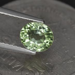 1.00カラットの天然薄いセージグリーントルマリン（6.7×5.8 mm・オーバルカット）