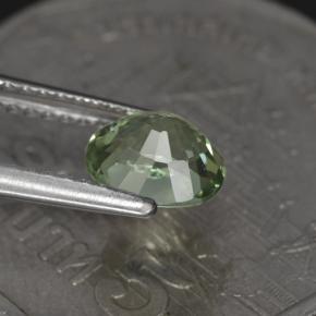 1.00カラットの天然薄いセージグリーントルマリン（6.7×5.8 mm・オーバルカット）