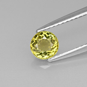 0.53カラットの天然緑がかった黄色トルマリン（5.05 mm・ラウンドカット）