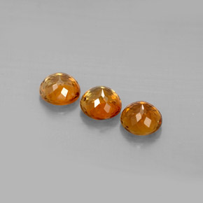 カラットの天然イエローオレンジトルマリン（4.68 mm・ラウンドカット）