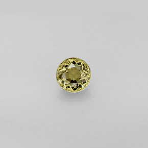 0.73カラットの天然ゴールデングリーントルマリン（5.44 mm・ラウンドカット）