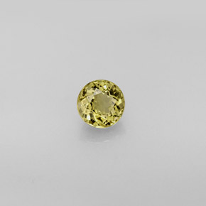0.73カラットの天然ゴールデングリーントルマリン（5.44 mm・ラウンドカット）