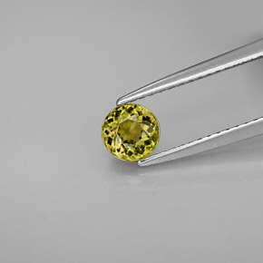 0.57カラットの天然ゴールデングリーントルマリン（4.99 mm・ラウンドカット）