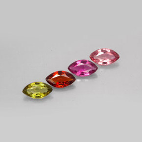 カラットの天然マルチカラートルマリン（7.1×4 mm・マーキス）