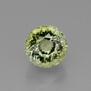 1.24カラットの天然黄色がかった緑トルマリン（6.18 mm・ラウンドカット）