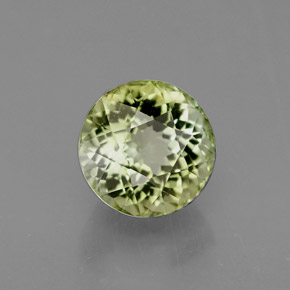 1.24カラットの天然黄色がかった緑トルマリン（6.18 mm・ラウンドカット）
