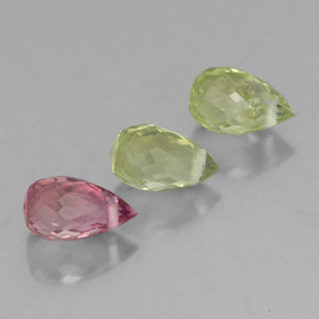 カラットの天然マルチカラートルマリン（5.2×3 mm・ブリオレット）