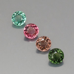 カラットの天然マルチカラートルマリン（4.51 mm・ラウンドカット）