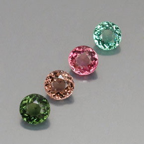 カラットの天然マルチカラートルマリン（4.51 mm・ラウンドカット）