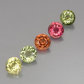 カラットの天然マルチカラートルマリン（5.29 mm・ラウンドカット）