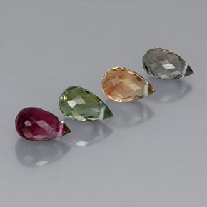 カラットの天然マルチカラートルマリン（6.6×4 mm・ブリオレット）